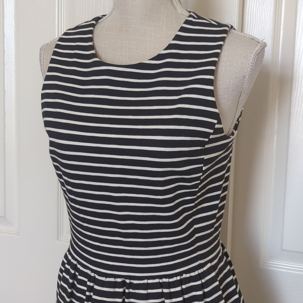 J. Crew Striped Sleeveless Daybreak Black and White Striped Dress - Picture 4 of 8